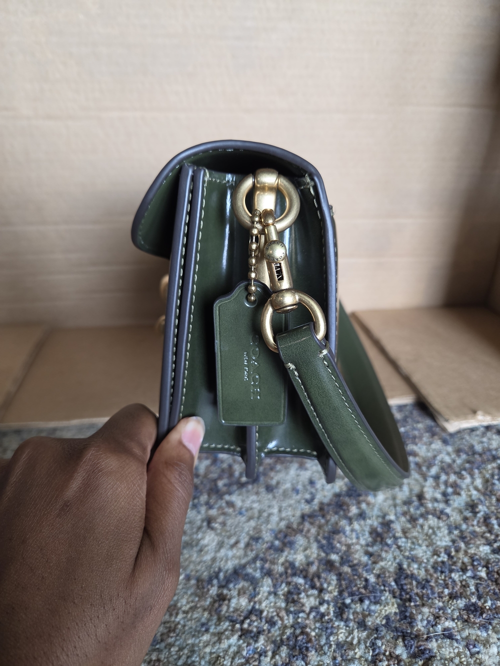 Coach Olive Green Spazzolato Leather Tabby 26 Shoulder Bag with Brass Hardware - Picture 8 of 16